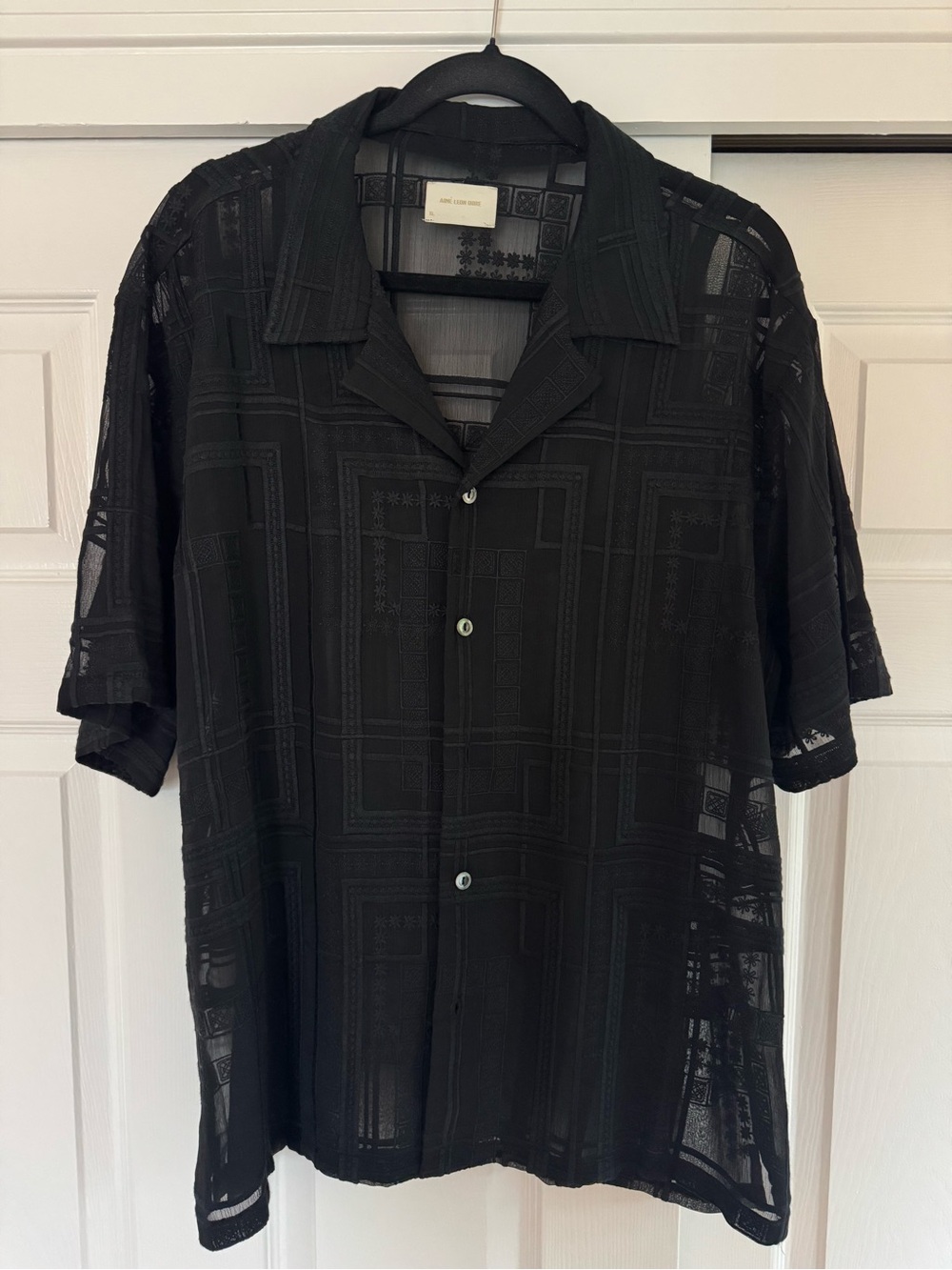 Aimé Leon Dore - Black Men's Short Sleeve Button-Up Sheer Shirt - Size XL